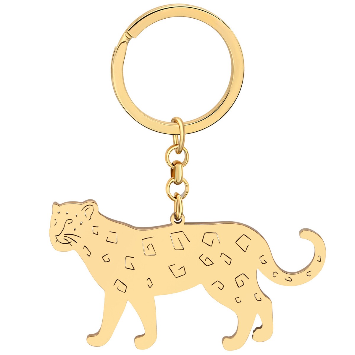 Stainless Steel Leopard Keychains Cheetah Car Key Ring Animal Charms for  Women