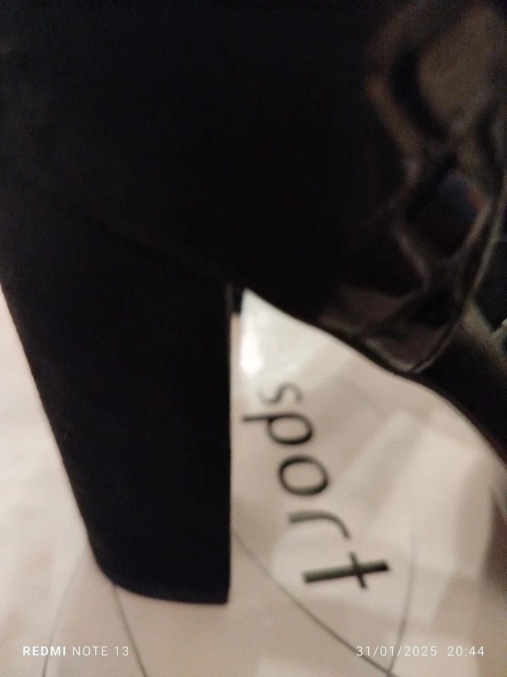 Scarpe eleganti camoscio, Alesya37, tacco 10, inserti cocco, NUOVE accetto RESI - Immagine 4 di 4