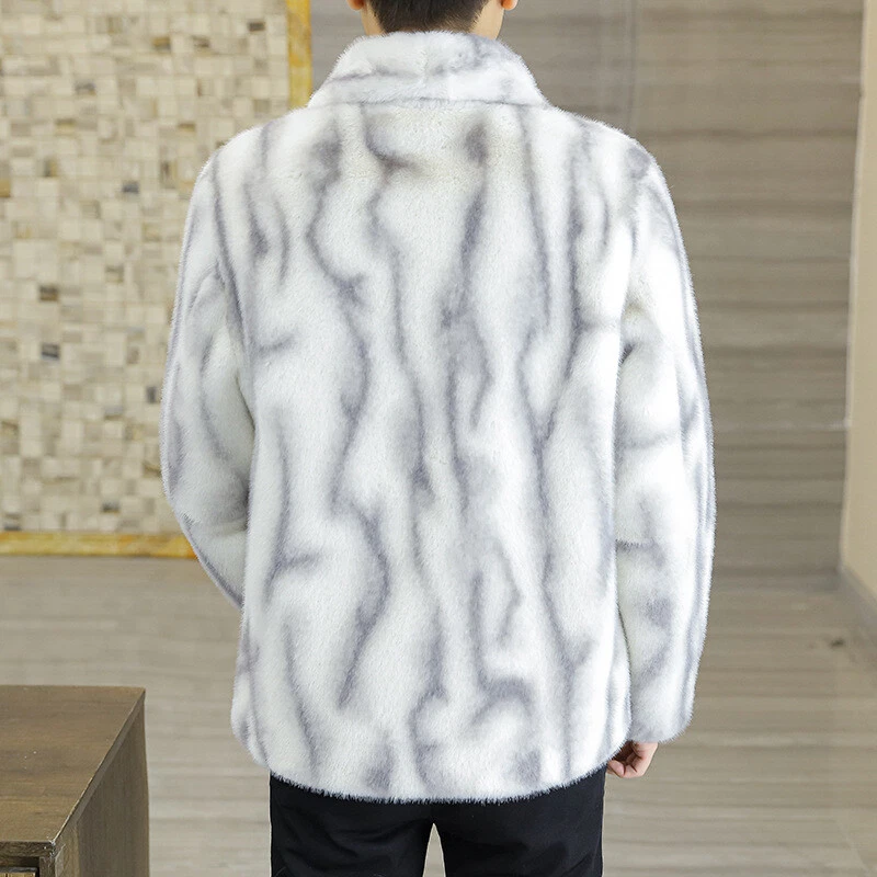 Invierno Para hombres Imitación Piel Visón Chaqueta Negocios Cálida Gruesa Piel Visón Terciopelo Top Abrigo Foto 4 de 4