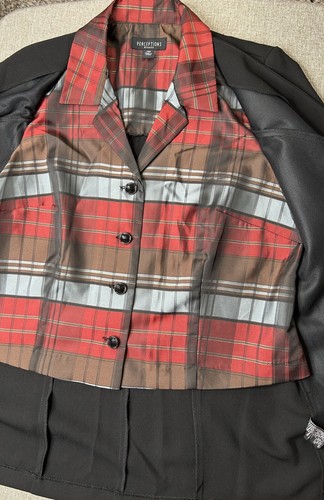 Perceptions 2-in-1 Blazer Women's 14W Black & Red Plaid Inner Blouse NWT - Picture 8 of 14