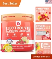 Delicious Raspberry Lemonade Keto Electrolytes Powder - 50 Servings, No Clumps