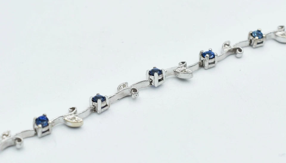 PULSERA TENIS TANZANITA Y DIAMANTES ORIGINAL 1,10 quilates oro blanco 14k * nueva con etiquetas Foto 3 de 4