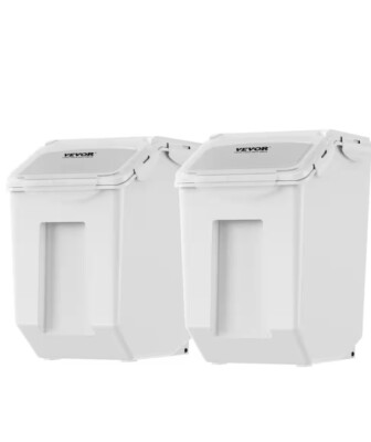 #ad VEVOR Ingredient Storage Bin 2 x 15L Dispenser Bin with 2 Measuring Cups Attac $37.99