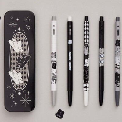 Monami 153 Black Bunny Edition Ballpoint pens Black Ink 0.5mm 0.7mm 1.0mm Set