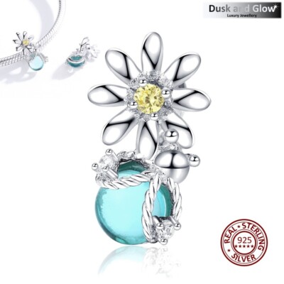 Glühwürmchen und Gänseblümchen Charm für europäische Armbänder S925 Sterlingsilber Frauen Geschenk