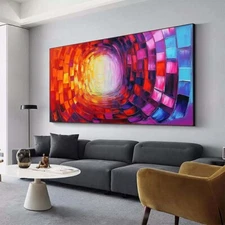 Hand Painted Oil Painting on Canvas Red  Abstract Wall Art Paintings