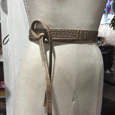NEW- Womens ADA 0.86'' Skinny Wrap Obi Hazel Belt Croco Woven Gen Leather $69