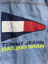 Tommy Jeans Small Oversized Sailing Gear Jacket Hilfiger Denim Flag Logo Blue
