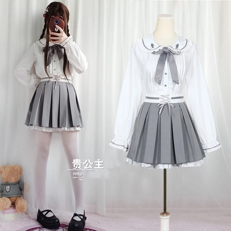 Japanese lolita top JK Girl School Hooded jacket pleated skirt Uniform cute Suit - Image 2 of 4