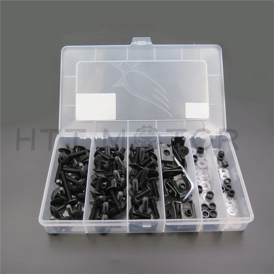 Kit completo de pernos de carenado negro para motocicleta deportiva clips de sujeción tornillos nuevo Foto 3 de 4