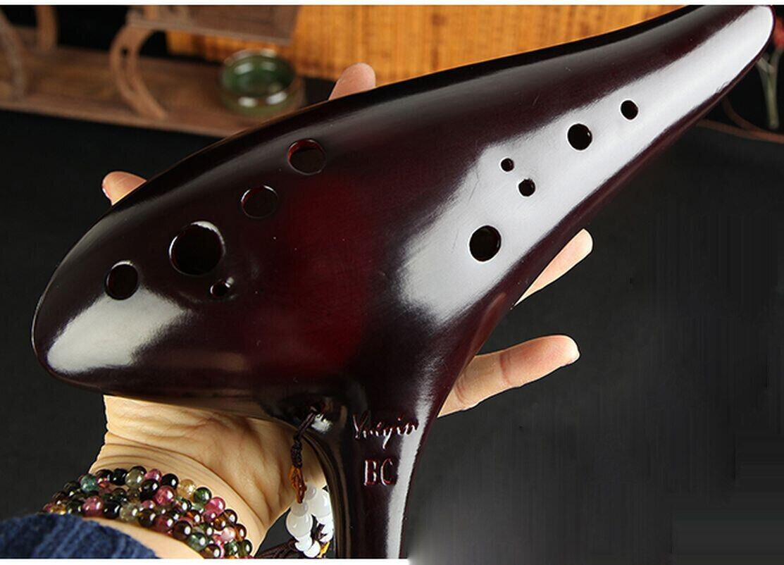 Good Sound 12 Holes Smoked Burn BC Tone Ocarina BASS C Flute Music Instrument
