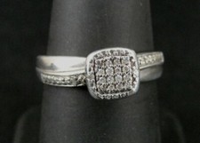 Ring Silver Square Top Cubic Zirconia Stones Sterling 925 Size 6.75 Band Ring