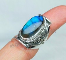Natural Labradorite Ring 925 Sterling Silver Ring Boho Women Ring Gift For Her