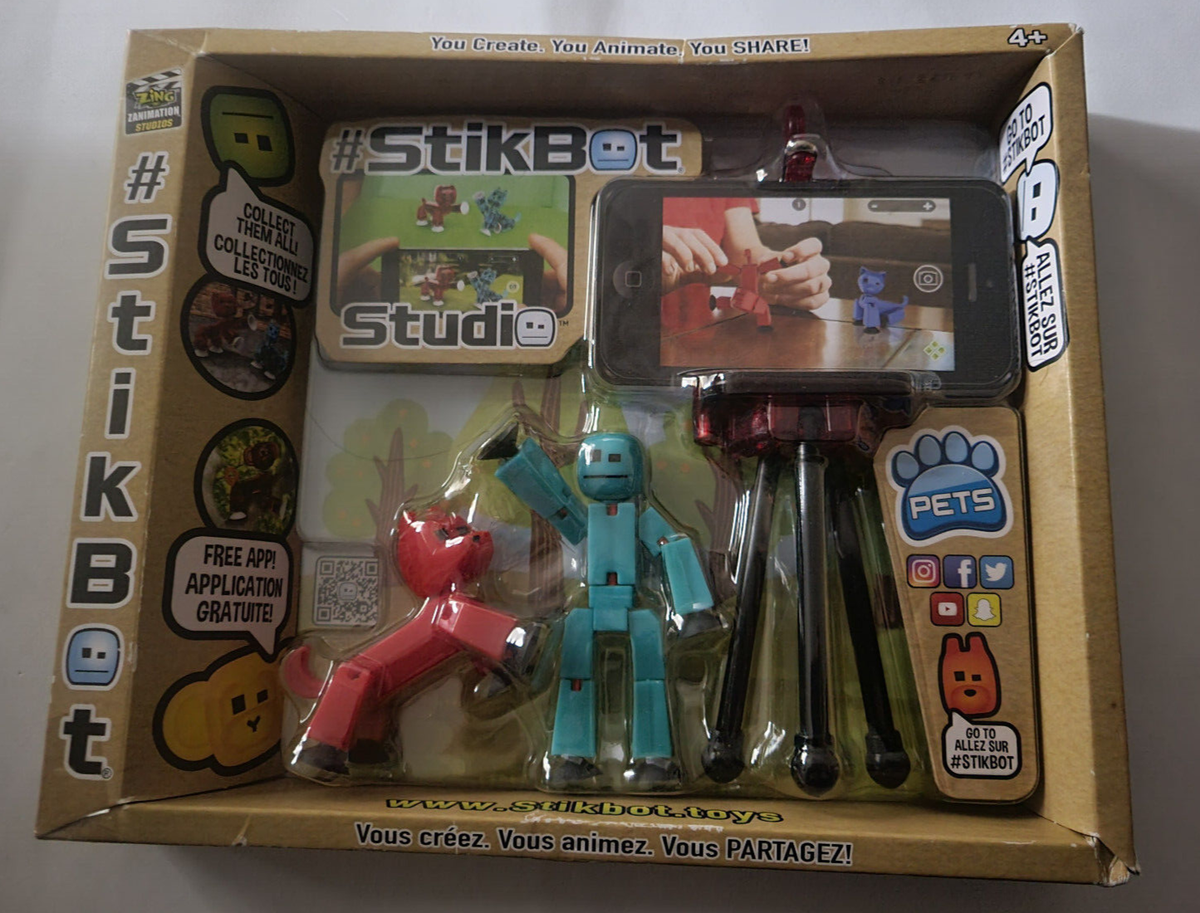 StikBot Zing Zanimation Studio Pets Red Cat Blue Figure