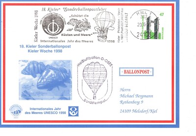 18. Kieler Sonderballonpost  Aufstieg Ballon D-Osee  Kieler Woche 1998