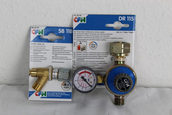 Cfh Set Propandruckregler Mit Manometer, Stufenlos Regelbar1-4 Bar ,52115+52118-image