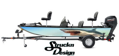 #ad #ad Boat Wrap Great White Shark Water Vinyl Graphic Decal Kit Fish Bass Fishing $637.28