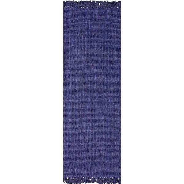 nuLOOM 3' X 5' Hand Woven Chunky Loop Jute Rug in Navy Blue for sale