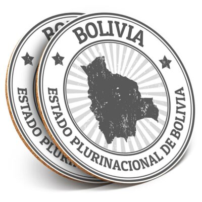 2 x Untersetzer BW - Distressed Bolivien Reisekarte #39983