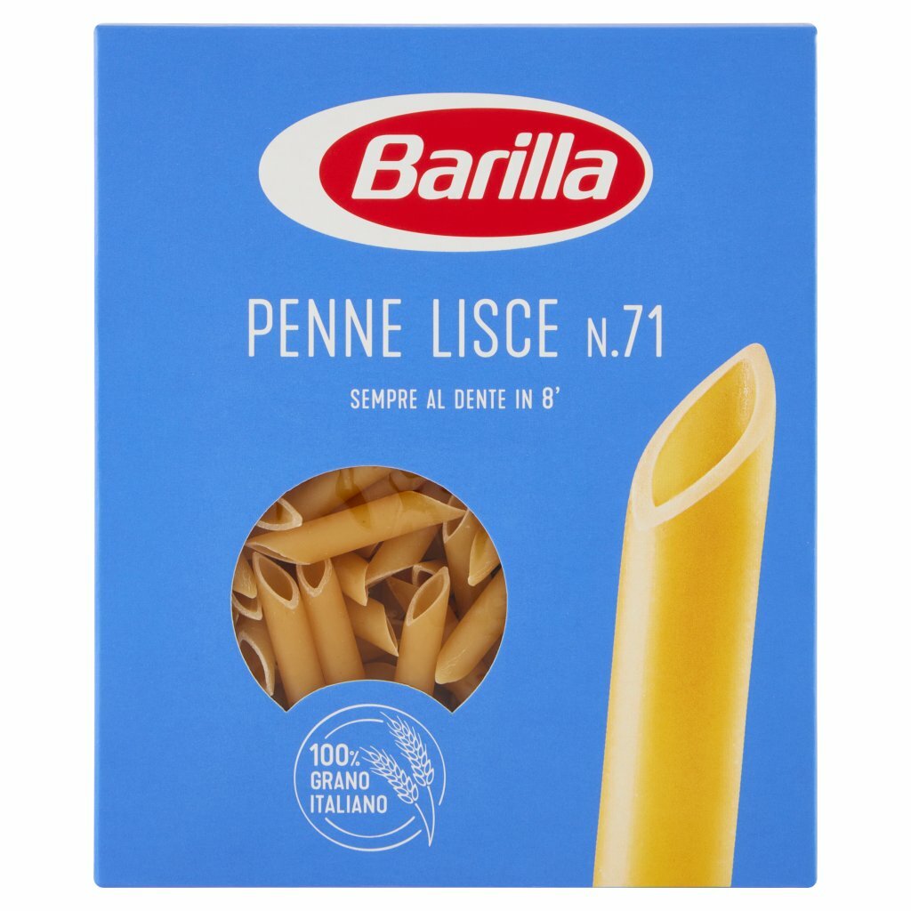 Pasta BARILLA Italienische PENNE LISCE N. 71  aus Hartweizenmehl 4 Stück 500 gr