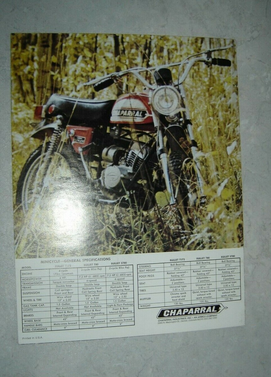 MINT RARE HARD to Find Vintage 1970's Chaparral Mini Bike