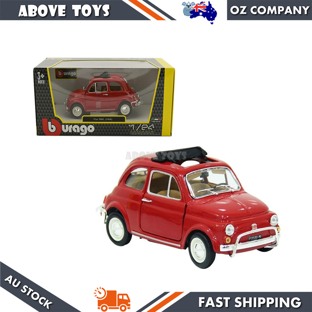 Bburago 1:24 Scale Fiat 500L 1968 Red Diecast Model Car Replicas