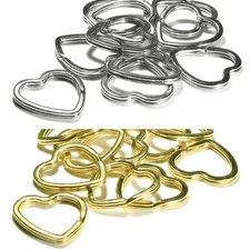 10 Big Heart Shaped Steel Split Rings Keyring Ring Findings For Keys Purses +
