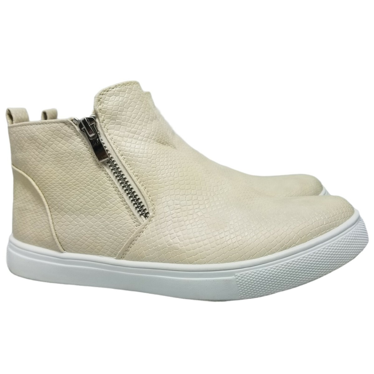 Adokoo Womens High Top Fashion Sneakers PU Off White Leather Size 6US/37EUR