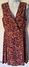 J. Crew Factory Whitney Sleeveless Wrap Dress Brown Floral Multi-Color, Sz 2 EUC