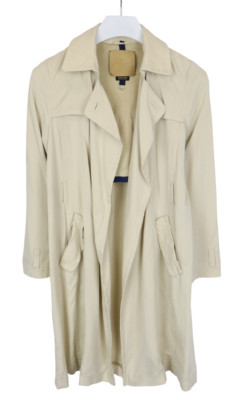 Massimo Dutti 6725 Mantel Damen XS Halb Gefüttert Mittellang Beige Taschen