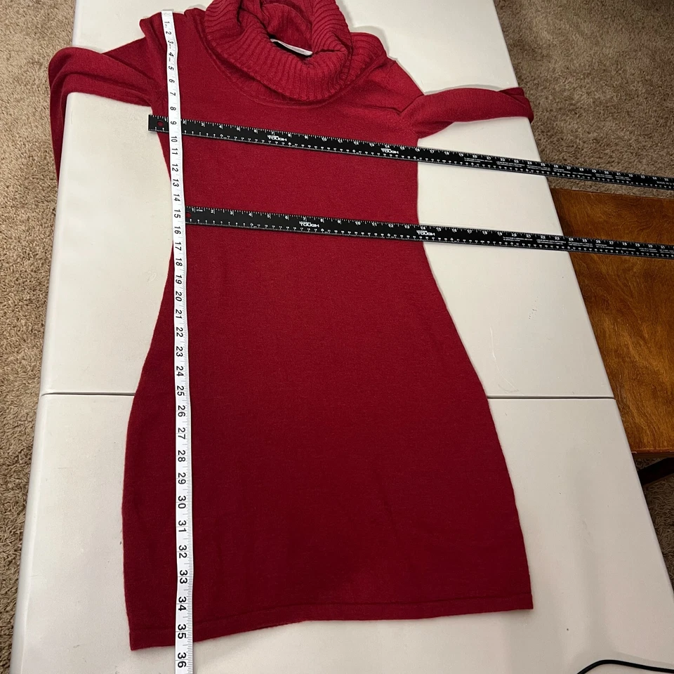 Vestido Suéter Athleta Mujer Pequeño Granate 100% Lana Merino Capucha Cuello Manga Larga Foto 2 de 4