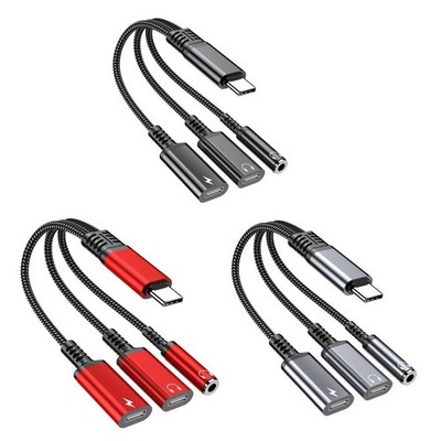 Typ C Adapter mit 3 Funktionen AUX Kopfhöreranschluss und 60W PD Fast Charge