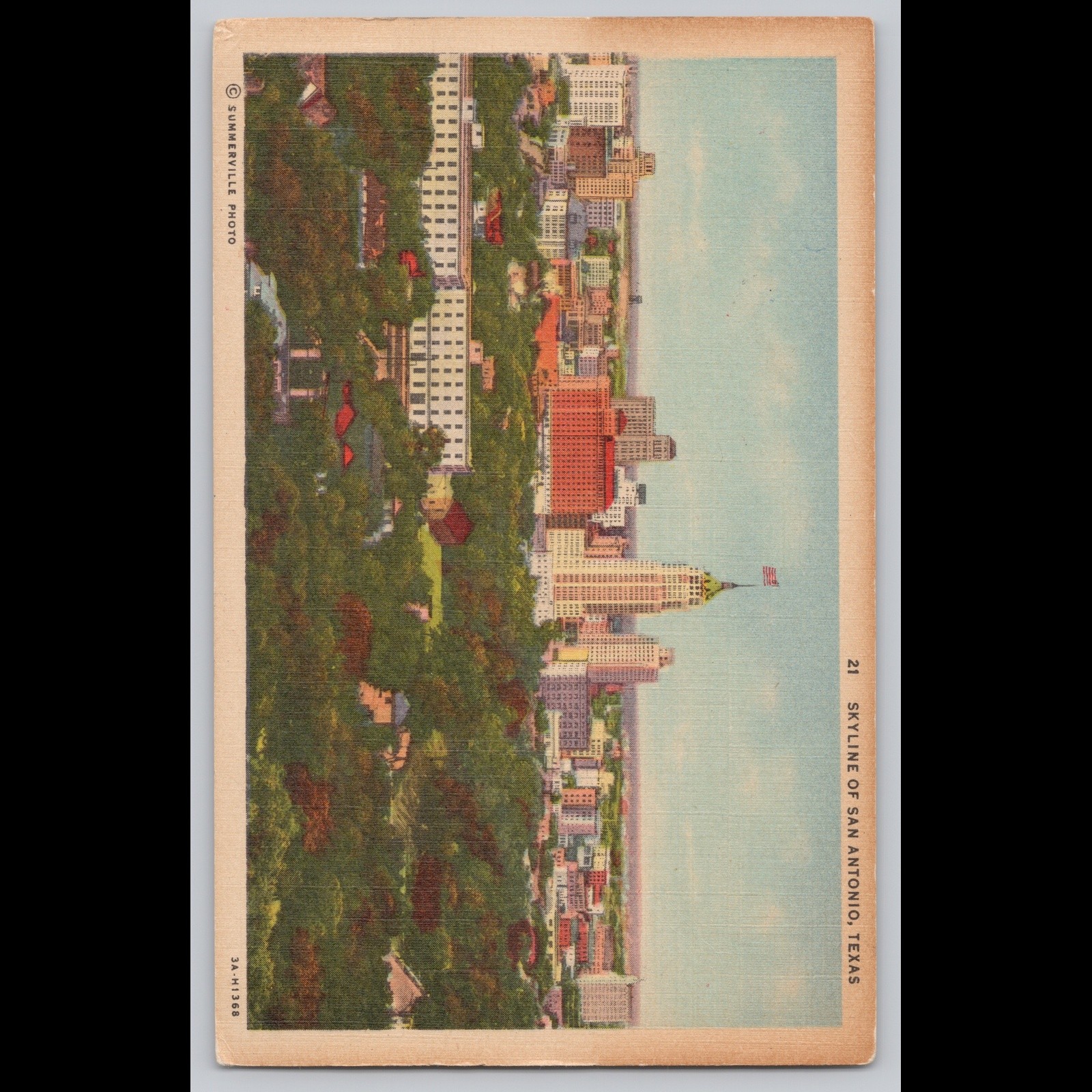 Antique Postcard Skyline Of San Antonio Texas Weiner News Co.