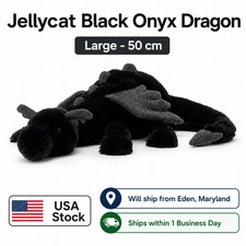 NEW Jellycat Black Onyx Dragon Plush - RETIRED RARE 50cm - New With Tags Gifts