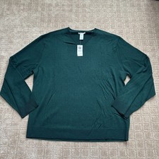 Gap 100 Italian Merino Wool V Neck Sweater Mens XXL Green Preppy Academia NWT