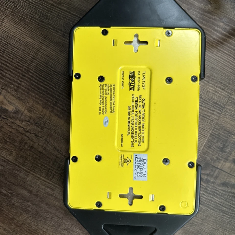 TRIPP LITE TLM812GF Plug-In GFCI w/Cord,12ft,15A,Yel/Blk 2KGE9 - Image 2 of 3