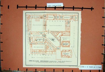 Original Old Vintage Print Map 1929 Germany Plan Konigliche Residenz Brunnen