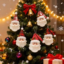 Handmade Knitted Santa Claus Dolls for Christmas Tree Decor, Fabric Santa Orname
