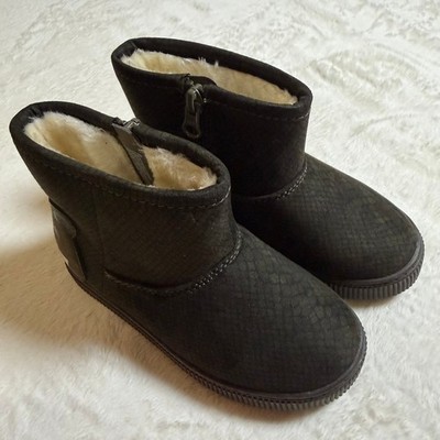 Cat & Jack Dino Boots Kids Size 9 Olive Green Dinosaur Faux Fur Lined Zip Up