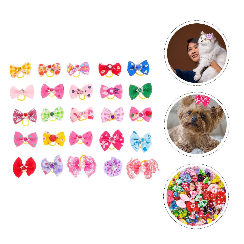 25 Pezzi Mosche Per Cani Fiocchi Portatili per Cani Accessori per Peli di Cani foto 6