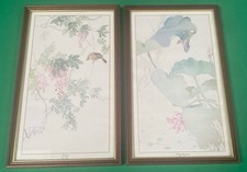 2 Vintage Oriental Prints Tong Shiang Chang Lee  Framed Solitude & Pink Morning