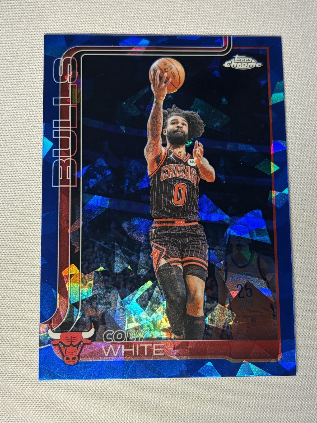 Coby White Sapphire 2025-26 Topps Chrome Update Sapphire Bulls