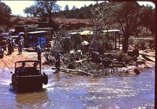 Photograph 35mm Slide Oak Creek Arizona 1948 Station West Movie Set Jeep Trucks