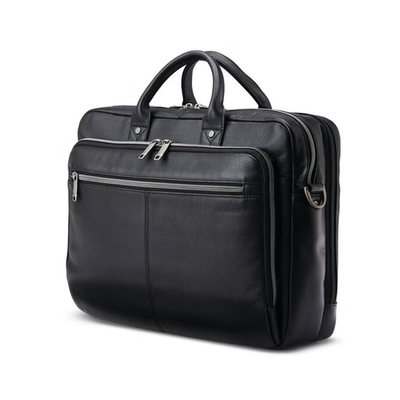 #ad NEW Samsonite Classic Leather Toploader Black $133.00