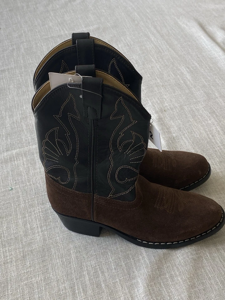 Botas Masterson Cowboy Infantil Tamanho 2 Couro Marrom Estilo Rb2003c Camurça Western Novas - Imagem 3 de 4