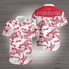 New Budweiser Beer Floral Hawaiian Shirt Beach Summer