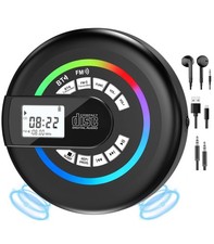 Portable CD Player Bluetooth AUX USB Anti-Skip FM Transmitter Rechargeable Light