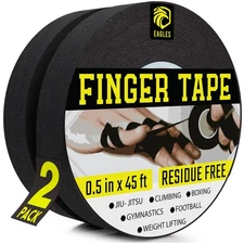 Finger Tape 2, 3, 6 or 12 Pack Black | Residue Free Skin Friendly Strong Athl...