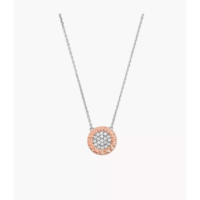 Michael Kors 14K Rose Gold-Plated Two-Tone Sterling Silver Monogram Necklace