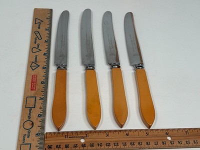 Vintage Sheffield Made in England 4 Firth Brearley Knife Gold Colored Handles